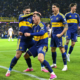 Jugadores de Boca festejan el gol ante São Paulo por la Copa Sudamericana