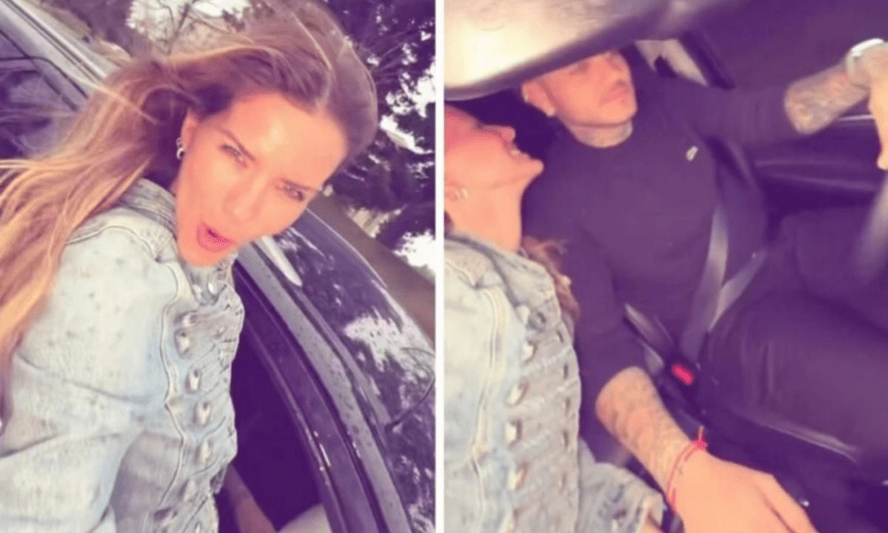 Mauro Icardi maneja y Eugenia la China Suárez se asoma por la ventanilla en el video viral