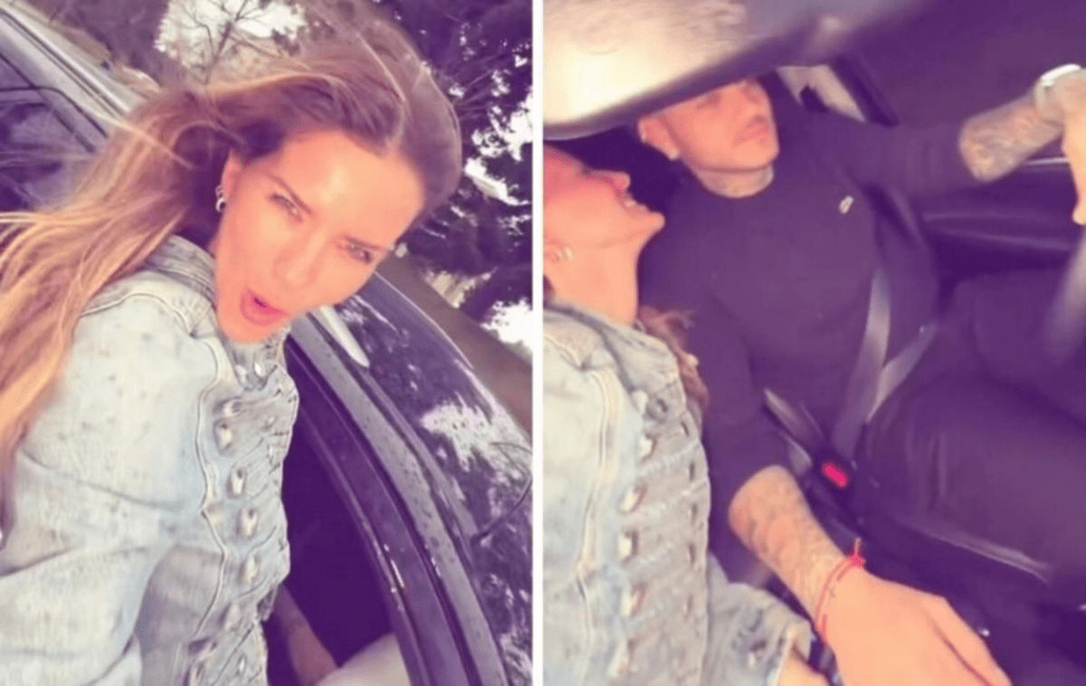 Mauro Icardi maneja y Eugenia la China Suárez se asoma por la ventanilla en el video viral