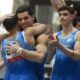 Gimnastas del equipo argentino se abrazan tras ganar el bronce por equipos en los Juegos Suramericanos Santa Fe 2026