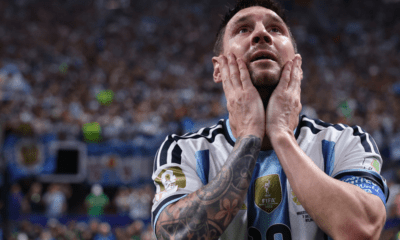 Lionel Messi emocionado en la despedida de Messi de la Selección