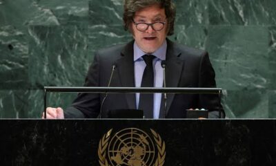Javier Milei en la tribuna de la Asamblea General de la ONU