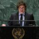 Javier Milei en la tribuna de la Asamblea General de la ONU