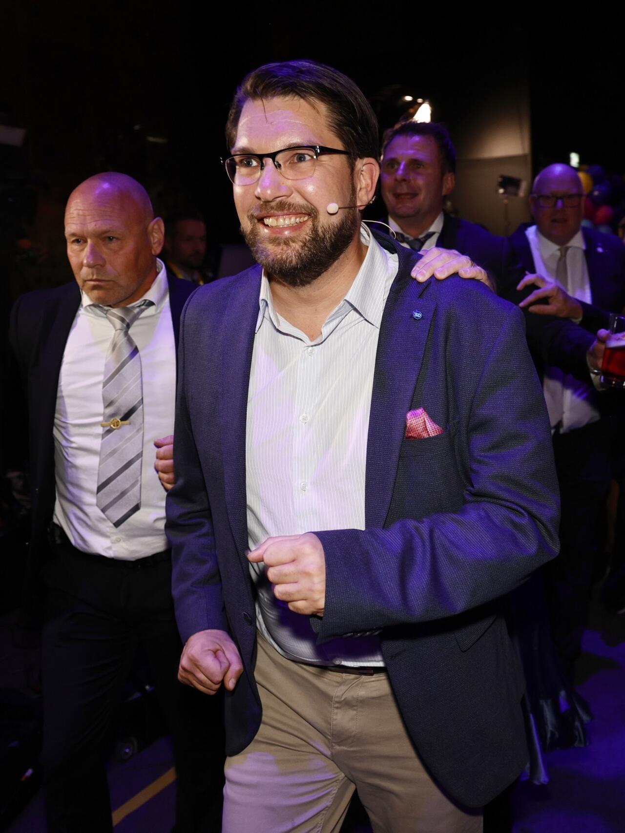 Dirigente de los Demócratas de Suecia en la noche de las elecciones legislativas