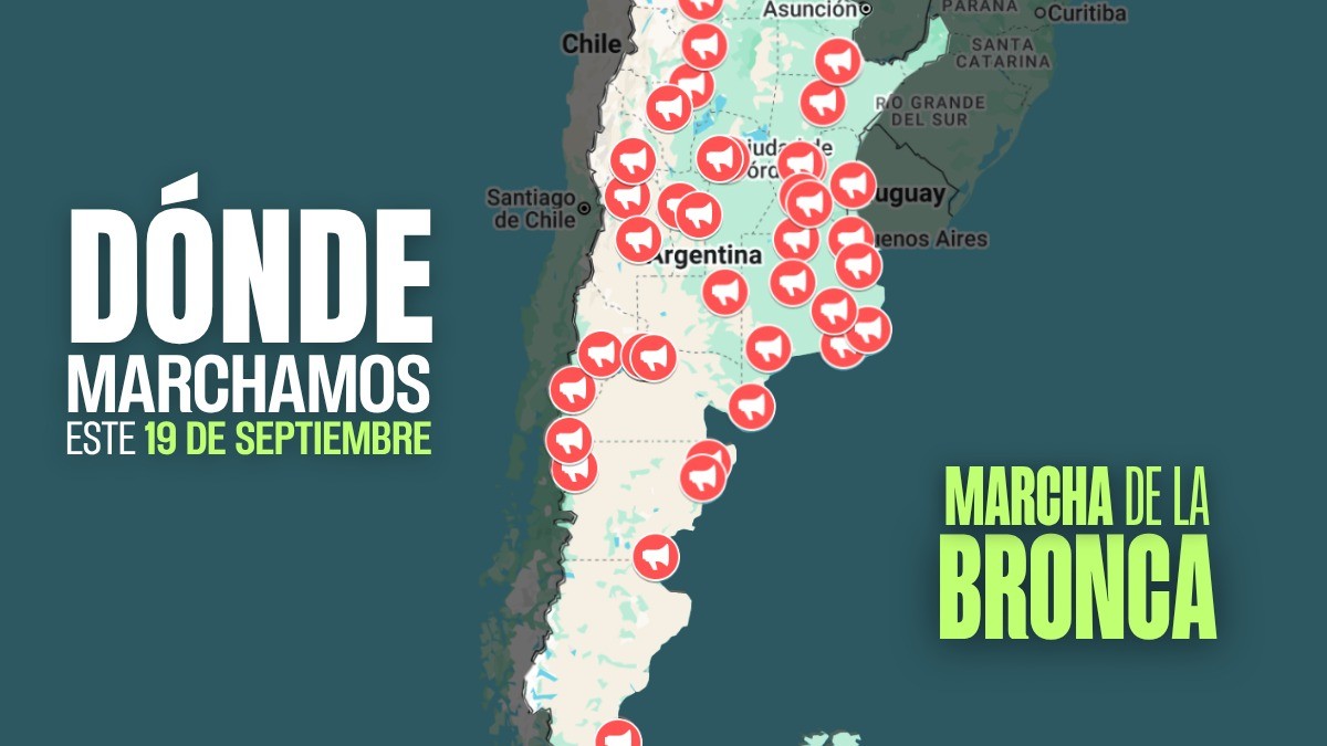 Mapa de columnas y puntos de concentración de la Marcha de la Bronca del 19 de septiembre