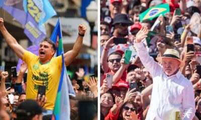 Flávio Bolsonaro y Lula da Silva, primera vuelta en Brasil