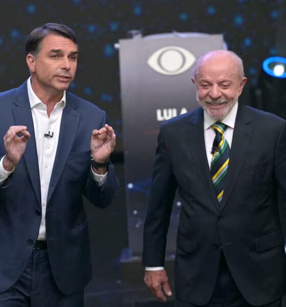 Debate entre Lula y Flávio Bolsonaro en los estudios de la Band, en San Pablo