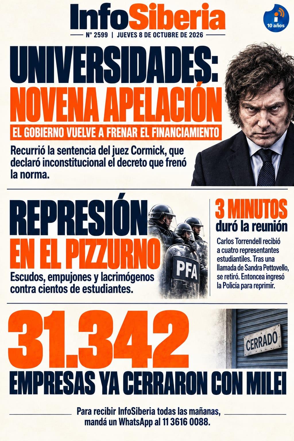 Flyer InfoSiberia, Agencia de Noticias, boletín N° 2599